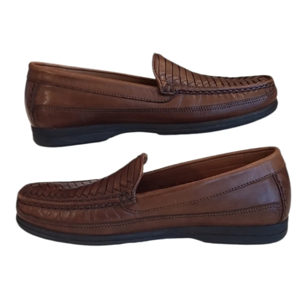 Dockers Basket Woven Leather Slip-On Classic Slide in Embossed Penny Loafer